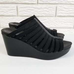 Donald Pliner Jackie Wedge Sandals 8 Black